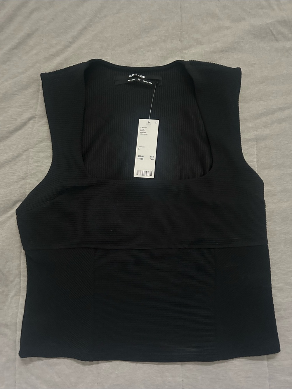 Urban Outfitters Black Ribbed Square-Neck Tank